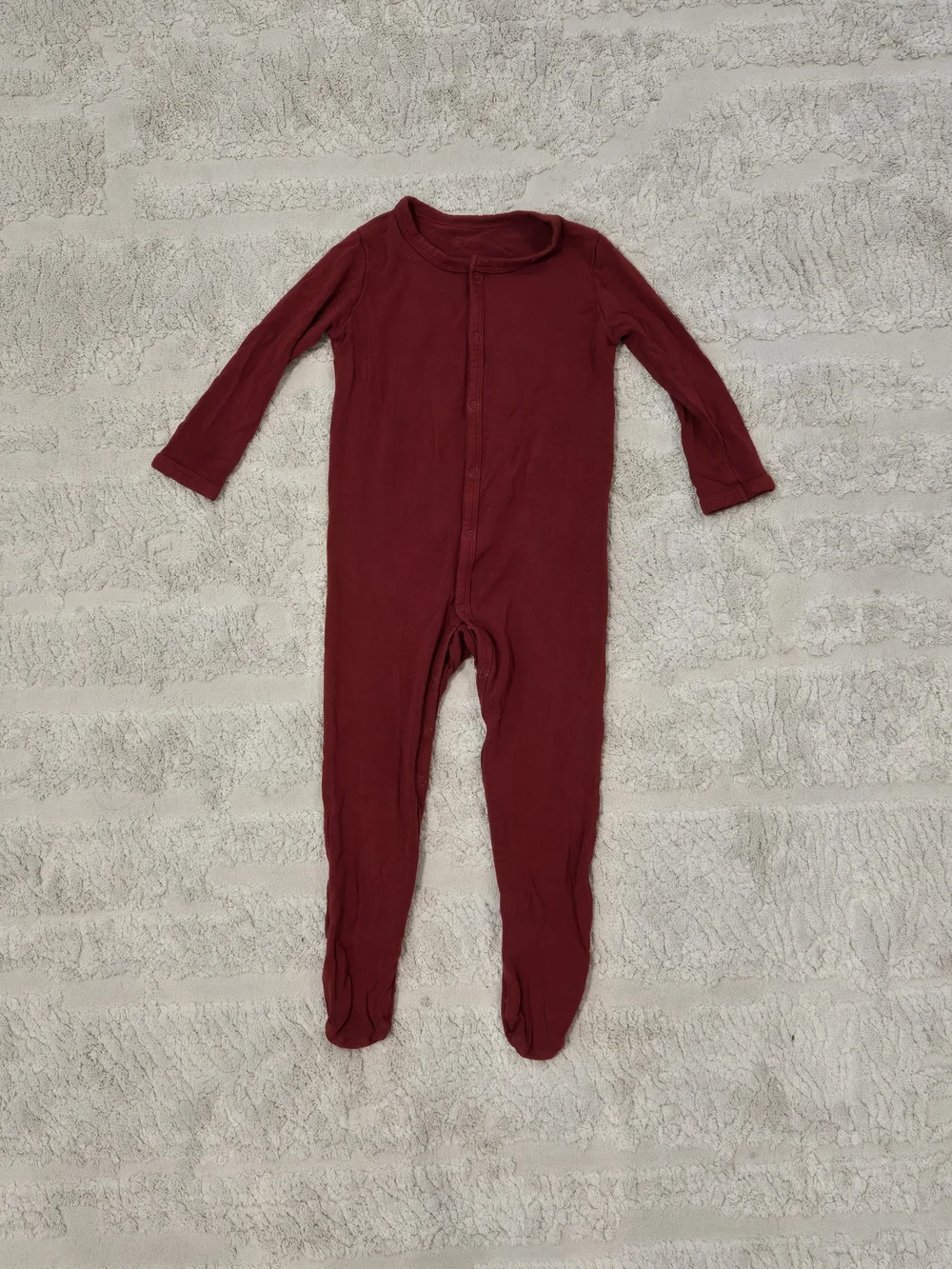 Kyte BABY Long-Sleeve Footed One-Piece in Maroon Red
